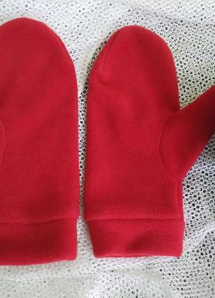 Варежки перчатки рукавицы флис ярко красные1 фото