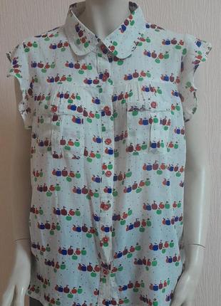 Красива бавовняна блузка білого кольору в яблучний принт dorothy perkins made in vietnam