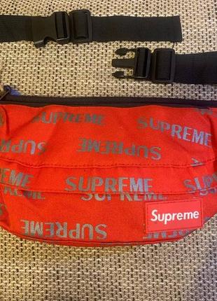 Сумка на пояс supreme red belt bag поясная сумка на грудь бананка красная нейлон супрем3 фото