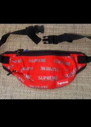 Сумка на пояс supreme red belt bag поясная сумка на грудь бананка красная нейлон супрем1 фото