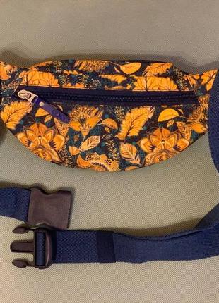 Сумка на пояс bagland dark blue yellow belt bag поясная сумка на грудь бананка листьев осень нейлон6 фото