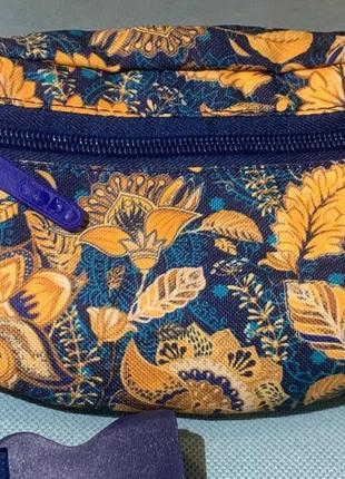 Сумка на пояс bagland dark blue yellow belt bag поясна сумка сумка на груди бананка листя осінь нейлон5 фото