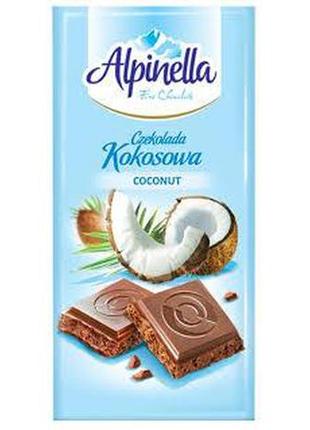 Молочный шоколад alpinella с кокосовым вкусом 90г