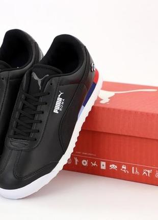 Puma roma bmw black, мужские чёрные демисезонные кроссовки пума чёрные