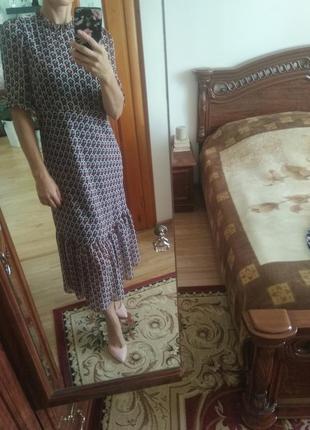 Крута сукня/плаття максі ярусна, з рюшою в принт  zara8 фото