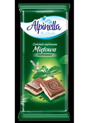 Молочний м'ятний шоколад alpinella 100 г польща