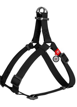 Шлея для собак waudog waterproof, металева пряжка-фастекс, чорний, обхват грудей waterproof шлея xs (30-39 см), ширина 15 мм