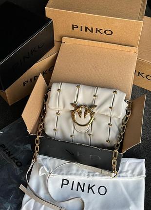 Сумка premium pinko grey quilted leather love mini puff staples