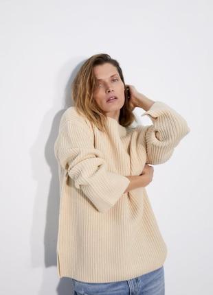 Вязаный свитер, джемпер с воротником лодочкой zara, коллекция 2022 года, размер s, l2 фото
