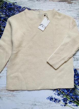 Вязаный свитер, джемпер с воротником лодочкой zara, коллекция 2022 года, размер s, l7 фото