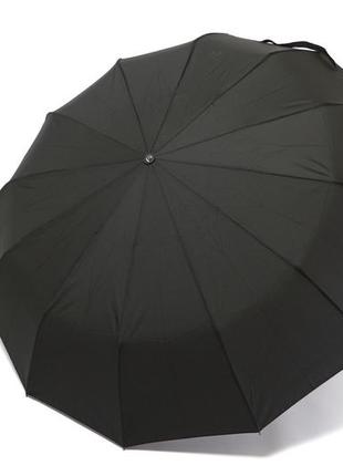 Чорна підсилена парасолька на 12 спиць5 фото