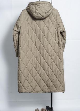 Новое стеганое пальто zara бежевый стеганый плащ оверсайз с капюшоном7 фото