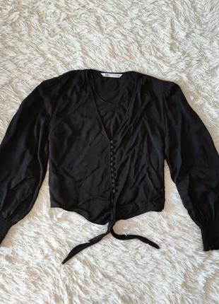 Базовая черная блуза рубашка на пуговицах zara