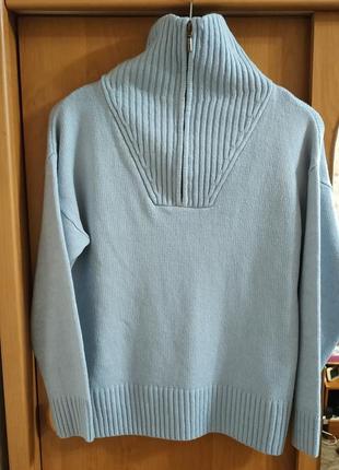 Свитер с высоким воротом на молнии голубой6 фото
