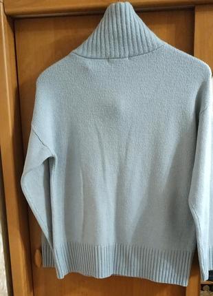 Свитер с высоким воротом на молнии голубой7 фото