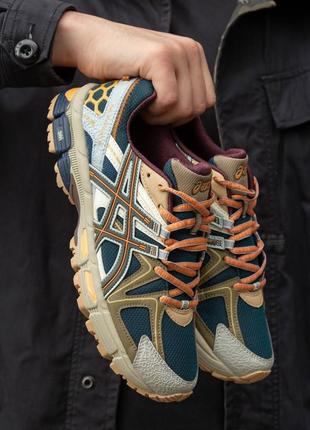 Стильные ядовые кроссовки asics gel-kahana blue haki