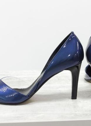 Кожаные синие  туфли с вставками силикона3 фото