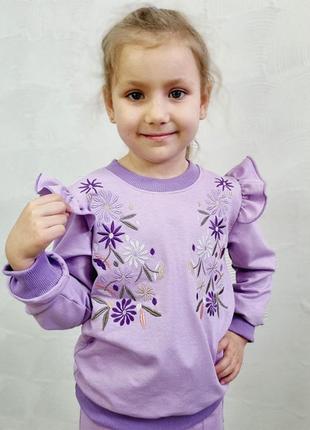 Джемпер, кофта, лонгслів для дівчинки з вишивкою, дитячий святковий3 фото