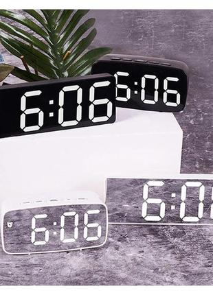 Настільний електронний led white годинник, будильник, термометр8 фото