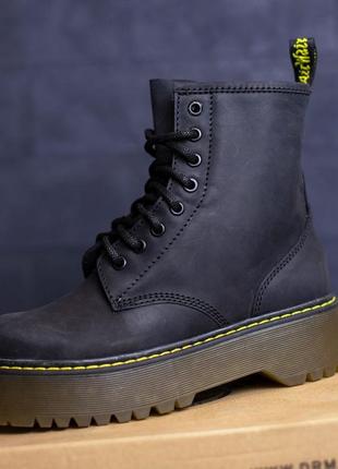 Dr.martens ботинки женские высокие демисезонные осенние черные с коричневым нубук топ качество