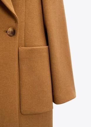 Новое шерстяное пальто zara, бежевый цвет, s-m4 фото