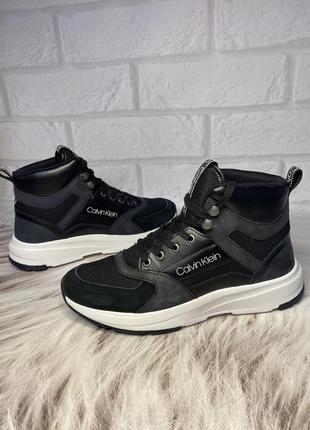 Демисезонные, кожаные ботинки calvin klein, оригинал, нм0нм00295-bax