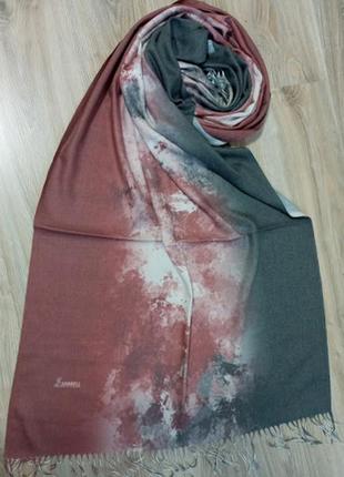 Розкішні турецькі шарфи палантини, кашемір, сірий бордовий, абстракція, багато кольорів.1 фото