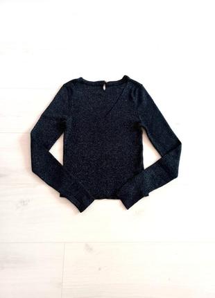 Кофта теплый свитер люрекс нарядный с v-образный вырез лонгслив реглан1 фото