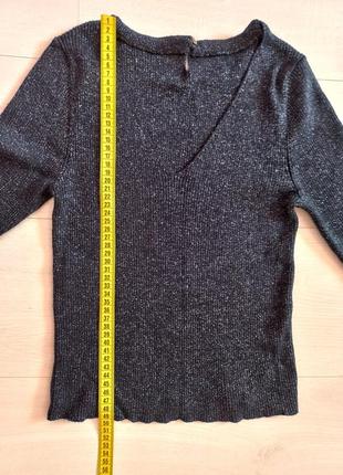 Кофта теплый свитер люрекс нарядный с v-образный вырез лонгслив реглан3 фото