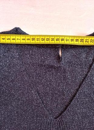 Кофта теплый свитер люрекс нарядный с v-образный вырез лонгслив реглан4 фото