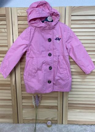 Деми куртка детский плащ 116см  topolino розовый с бабочками оригинал тополино