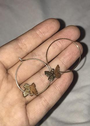 Сережки кольца с бабочками
