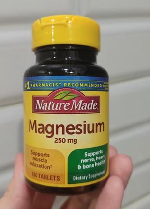 Nature made магній 250 мг 100 таблеток