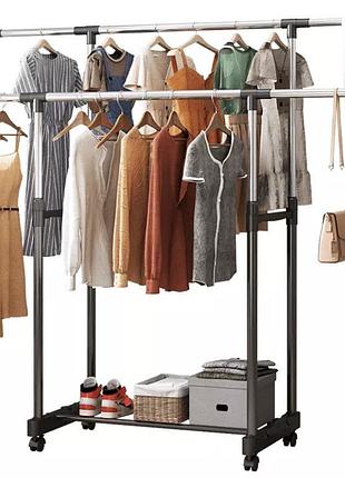 Полиця для речей double pole, стелаж для підлоги в квартиру, металева стійка, вішалка для одягу в кімнату