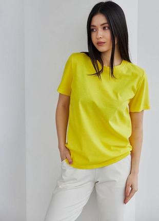 Футболка женская базовая однотонная без принта желтая черная белая зеленая
