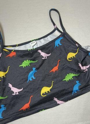 Укороченный топ и шорты с принтом динозавров shein girls. пижама в динозаврах3 фото