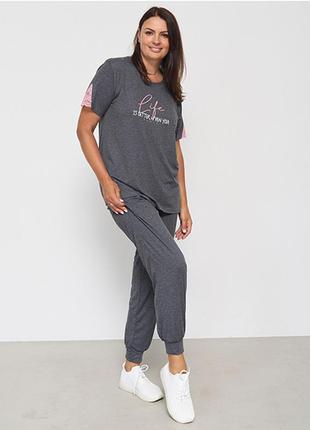 Комплект жіночі штани та футболка сірий 13639