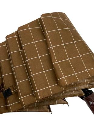 Женский зонт полуавтомат toprain на 8 спиц в клетку, светло-коричневый, 02023-35 фото