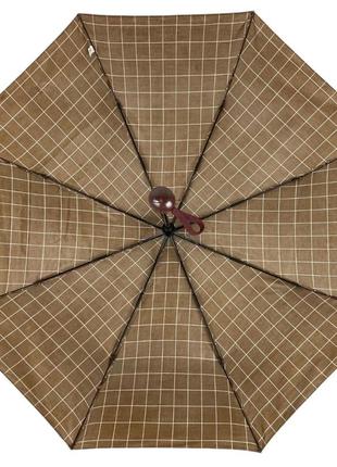 Женский зонт полуавтомат toprain на 8 спиц в клетку, светло-коричневый, 02023-33 фото