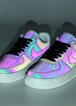 💖nike air force 1 low violet white reflective💖(36рр - 45рр)❤️кроссовки найк аир форс демисезон, кросівки рефлективні найк