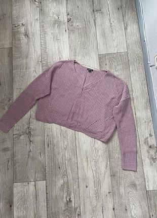 Вкорочений светр тонкої в’язки з люрексом розмір 48