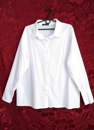 Белая рубашка свободного кроя удлинённая белоснежная рубашка оверсайз1 фото