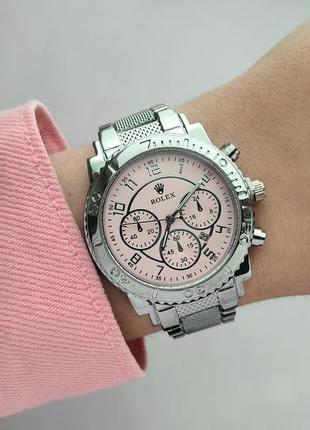 Жіночий кварцовий наручний годинник з рожевим циферблатом, арабські цифри, дата2 фото