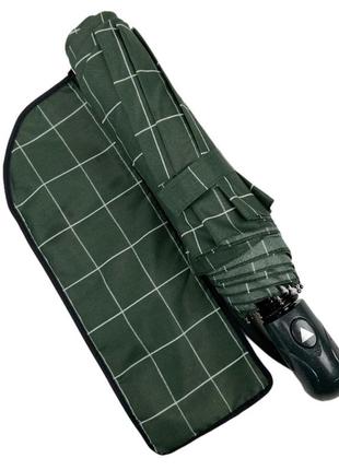 Женский зонт полуавтомат toprain на 8 спиц в клетку, зелёный, 02023-46 фото