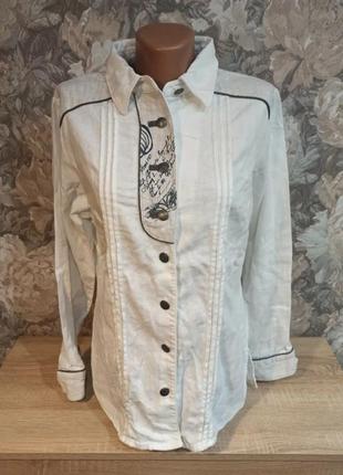 Spieth &amp; wensky женская рубашка белого цвета из льна размер 38 оверсайз l-xl
