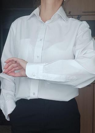 Базовая белая рубашка р. m-l4 фото