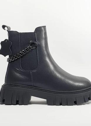 Chelsea boots leather chain ❄мех❄