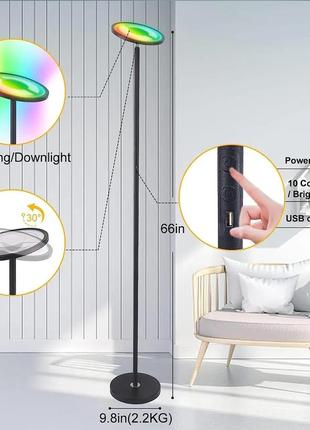Розумна підлогова лампа/smart торшер rgb  ⁇  wi-fi  ⁇  25 вт  ⁇  2000 лм ldd-25w-c6 фото