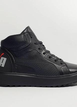 Puma running system boots winter leather [black]