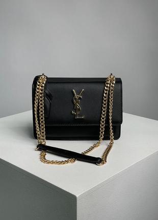 Женская сумка yves saint laurent sunset big chain black/gold